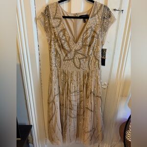 NWT Aidan Mattox Gold Sequin Gown